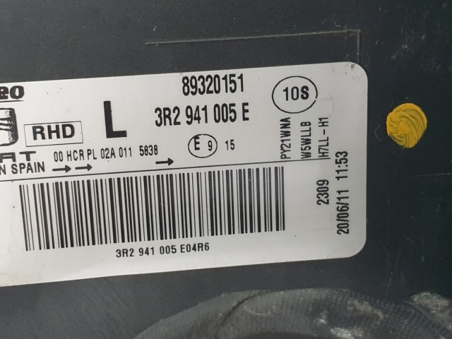 511541 Seat Exeo 2011, Bal Első Lámpa Fényszóró, 3R2941005E.
