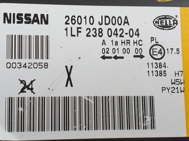 511645 Nissan Qashqai 2007, Jobb Lámpa, Fényszóró, 26010-JD00A
