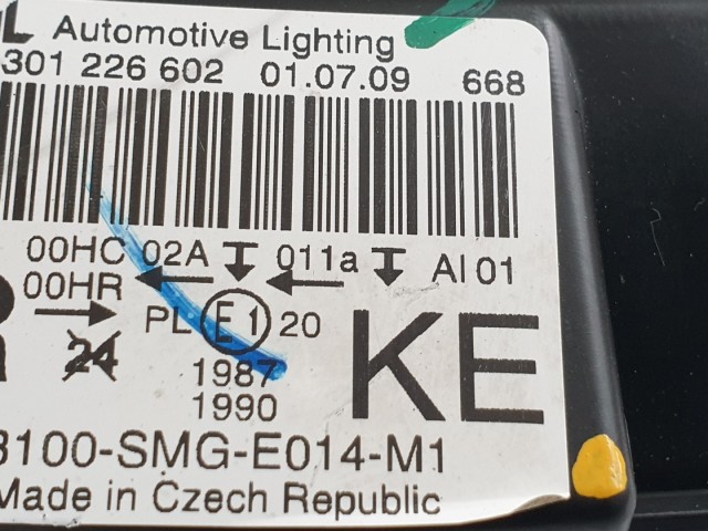 511648 Honda Civic Ufo, 2009, Jobb Első Lámpa Fényszóró, 33100-SMG-E014.