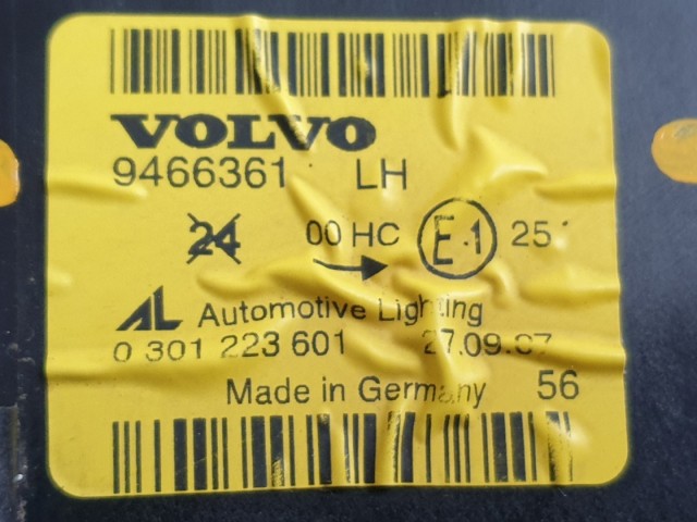 511654 Volvo C70, 2007, Projektoros Bal Fényszóró, Lámpa, 9466361.
