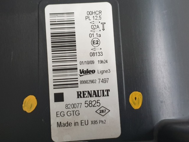 511656 Renault Clio 3, 2010, Bal Első Lámpa, Fényszóró, 8200775825.