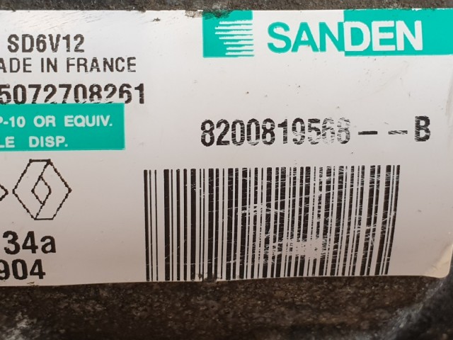 511940 Renault Clio 3, 2012, Klímakompresszor, Sanden 7 PK, 8200819568B.