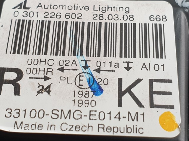 511957 Honda Civic Ufo, 2008, Jobb Első Lámpa Fényszóró, 33100-SMG-E014.