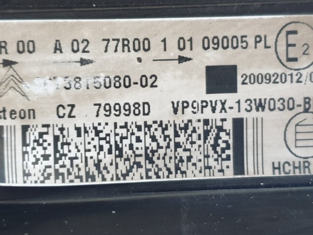 512076 Citroen C3, 2012, Bal Fényszóró, Lámpa, 9673815080.