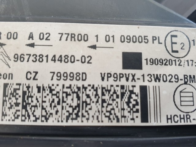 512084 Citroen C3, 2012, Jobb Első Fényszóró, Lámpa, 9673814480.