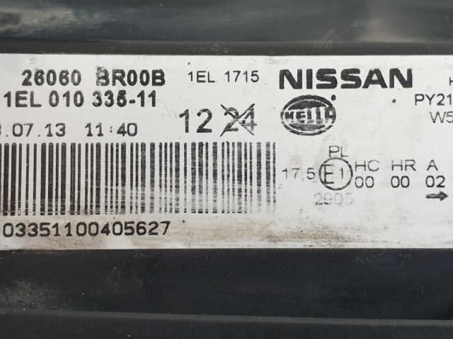 512282 Nissan Qashqai 2013, Bal Első Projektoros Fényszóró, Lámpa, 26060BR00B.