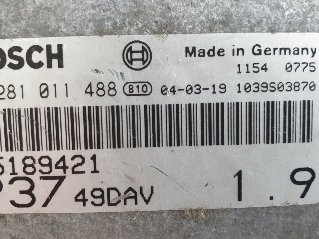 512326 Alfa Romeo 147, Diesel, 2004, Motorvezérlő, Ecu, 55189421.