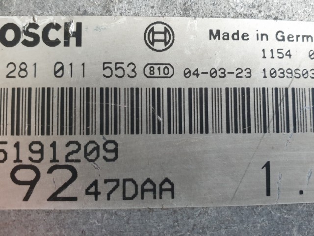 512329 Fiat Stilo  Diesel, 2004, Motorvezérlő, Ecu, 55191209.