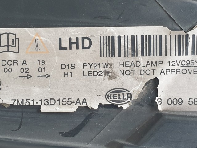 512567 Ford C Max 2008, Bal Első Xenon Lámpa, Fényszóró, 7M51-13D155-AA.