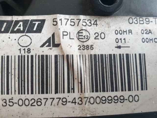 512569 Fiat Bravo 2, 2009, Jobb Első Projektoros Lámpa, Fényszóró, 51757534.