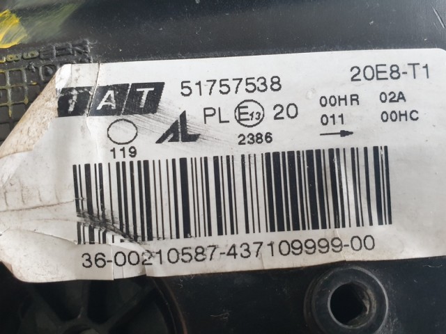 512578 Fiat Bravo 2, 2009, Bal Első Projektoros Lámpa, Fényszóró, 51757538