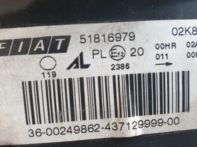  512580 Fiat Croma 2009, Bal Első Projektoros Lámpa Fényszóró, 51816979.