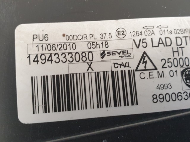 512604 Lancia Phedra 2010, Jobb Első Xenon Lámpa, Fényszóró. 89006366.