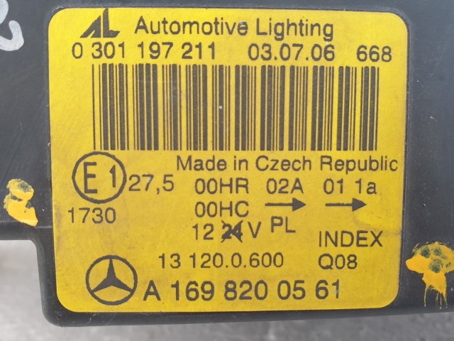 512609 Mercedes A 169, 2006, Bal Projektoros Lámpa, Fényszóró, A1698200561.