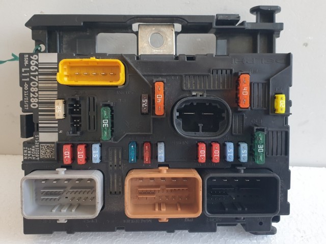 512457 Peugeot 207, Biztosítéktábla, 9661708280, BSM L11, Delphi.