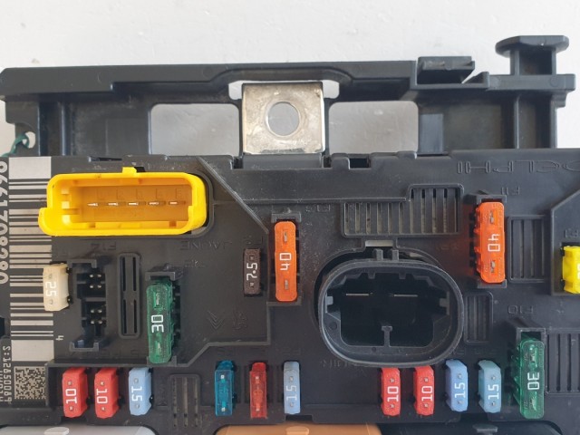 512457 Peugeot 207, Biztosítéktábla, 9661708280, BSM L11, Delphi.