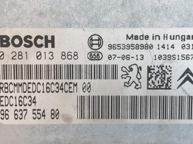 512467 Peugeot 207, Motorvezérlő,  0281013868, 9663755480, Bosch.