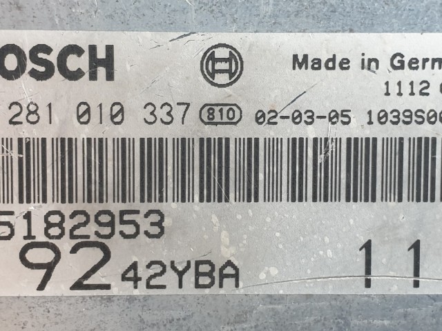 512332 Fiat Stilo 1.9 Jtd, 1002, Motorvezérlő, Ecu, 55182953, 0281010337.