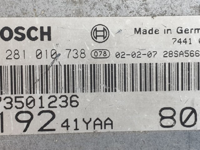 512344 Fiat Stilo 1.9 Jtd, 2002, Motorvezérlő, 73501236, 0281010738. Ecu.