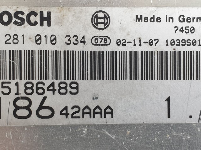 512345 Fiat Multipla 1.9 Jtd, Motorvezérlő, 55186489, 0281010334. Ecu.