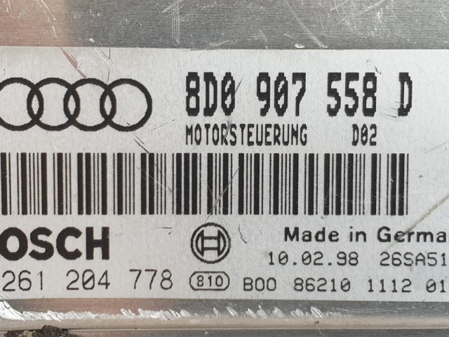 512350 Audi A4 1.8 Turbó, Motorvezérlő, 8D0907558D, 0261204778, Ecu.