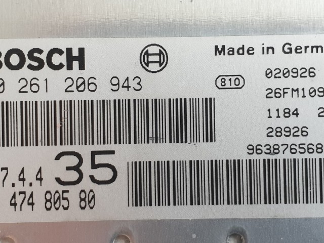 512353 Peugeot 307, Motorvezérlő, 9647480580, 0261206943, Ecu.