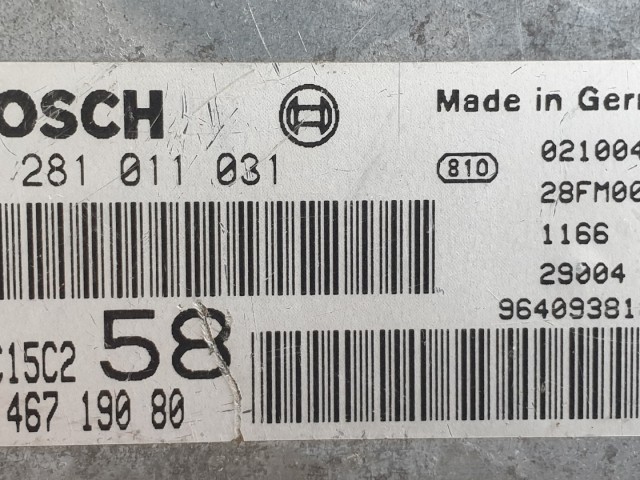 512358 Fiat Ulysse, Jtd, Motorvezérlő, 9646719080, 0281011031, Ecu.