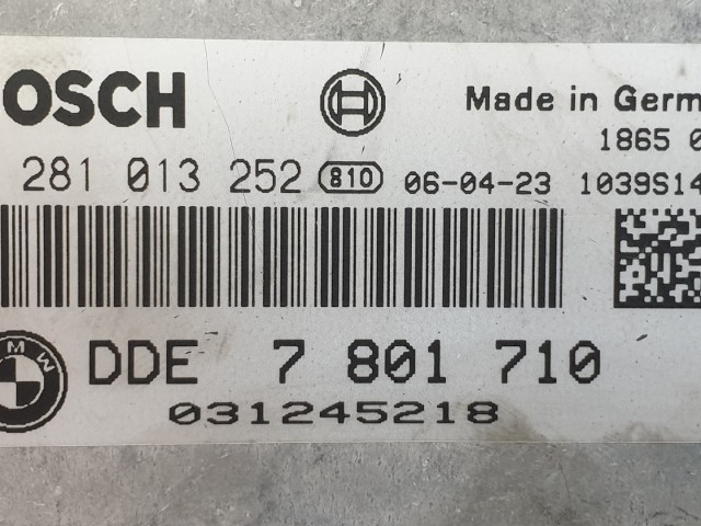512536 Bmw 1 es, 2006, Motorvezérlő, 7801710, 0281013252. Ecu, Bosch.