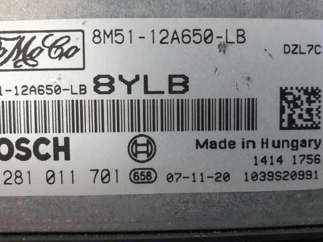 512537 Ford Focus C Max, 2007, Motorvezérlő, 8M51-12A650-LB. 0281011701.