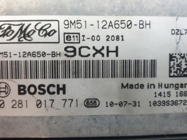 512538 Ford Focus 2010, Motorvezérlő, 9M51-12A650-BH. 0281017771.