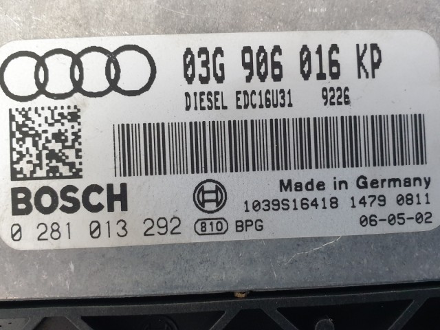 512539 Audi A4 2006, Motorvezérlő, 03G906016KP, 0281013292, Bosch.