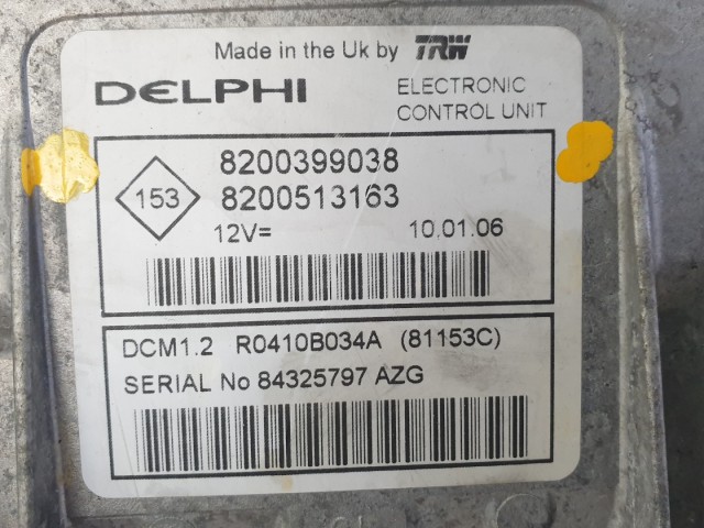 512543 Renault Modus, Motorvezérlő, 8200513163, 8200399038, Delphi.