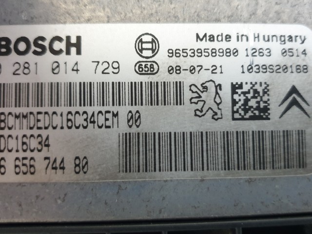 512565 Citroen C4 Picasso, Motorvezérlő, 9665674480, 0281014729, Bosch.