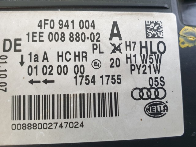 512647 Audi A6 C6, 2007, Jobb Első Fényszóró, Lámpa, 4F0941004.