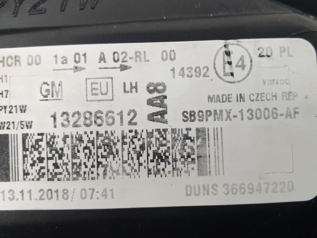 512649 Opel Meriva B, 2012, Bal Első Fényszóró, Lámpa, 13286612.