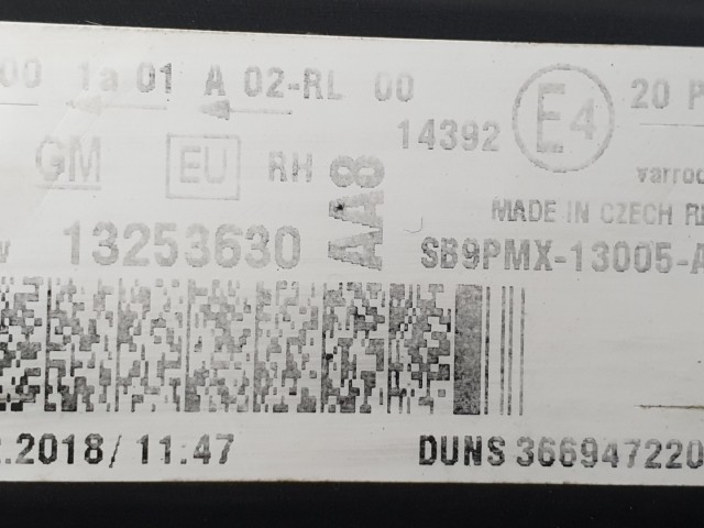 512650 Opel Meriva B, 2012, Jobb Első Fényszóró, Lámpa, 13253630.