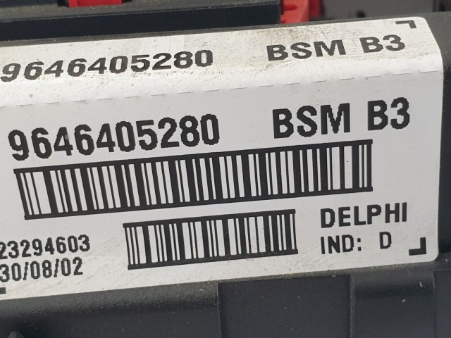 512670 Peugeot 206, Biztosítéktábla, 9646405280, Bsm B3, Delphi.