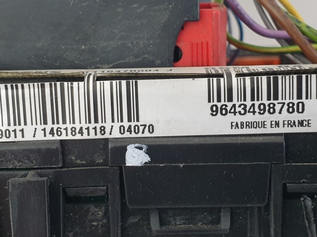 512671 Citroen C2, Biztosítéktábla, 9643498780 Bsm-B4, Siemens.