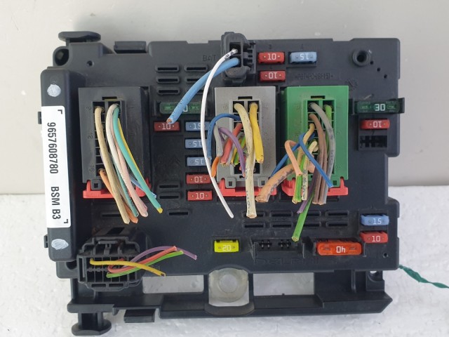 512673 Peugeot 206, Biztosítéktábla, 9657608780 Bsm B3, Delphi.