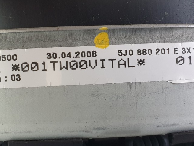 512675 Skoda Fabia 2, Kormánylégzsák, Légzsák,  5J0880201E, 1 Csati.