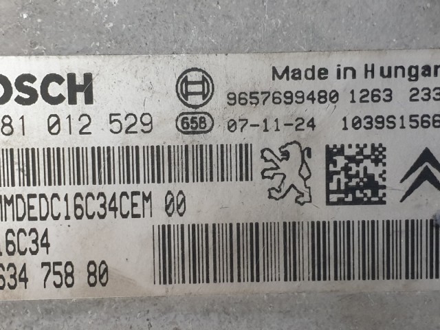 512685 Peugeot 207, D, Motorvezérlő, 9663475880, 0281012529, Bosch.