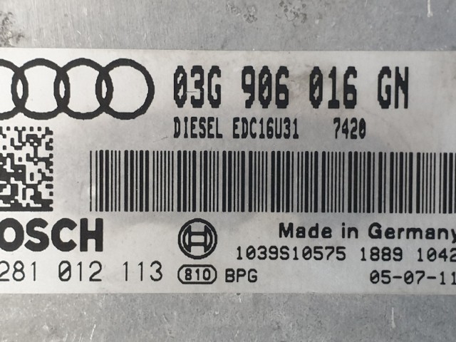 512689 Audi A4, D, 2005, Motorvezérlő, 03G906016GN, 0281012113, Bosch.