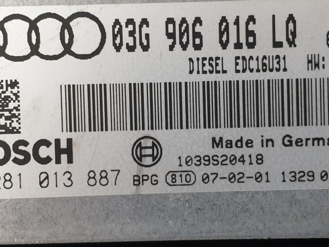 512691 Audi A4 D, 2007, Motorvezérlő, 03G906016LQ, 0281013887. Bosch.