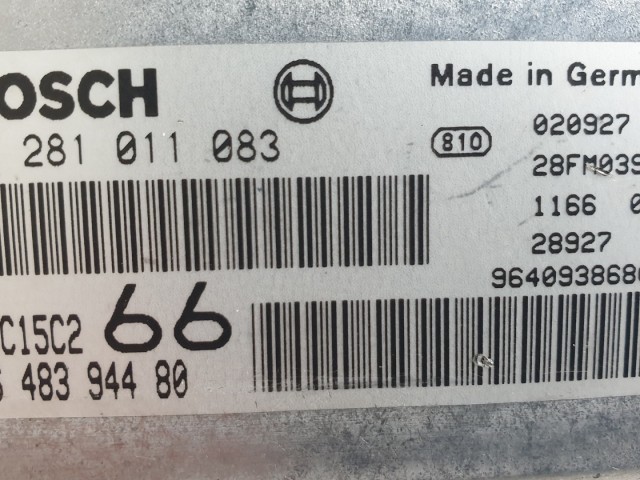 512364 Peugeot 206 Hdi, Motorvezérlő, 9648394480, 0281011083, Ecu.