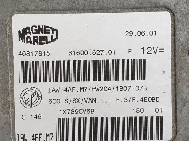 512374 Fiat Seicento Motorvezérlő, Ecu, 46817815, Magneti. 