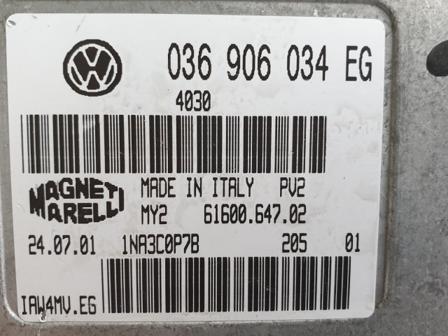512377 Audi A2, 2001, Motorvezérlő, Ecu, 036906034EG. Magneti.