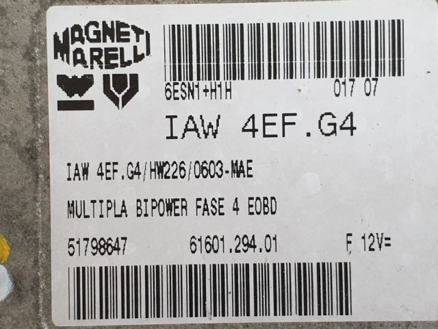 512385 Fiat Multipla Bipower  Motorvezérlő, Ecu, 51798647, Magneti.