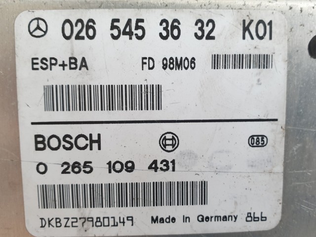 512386 Mercedes A 168, ESP Menetstabilizátor Modul, 0265453632, 