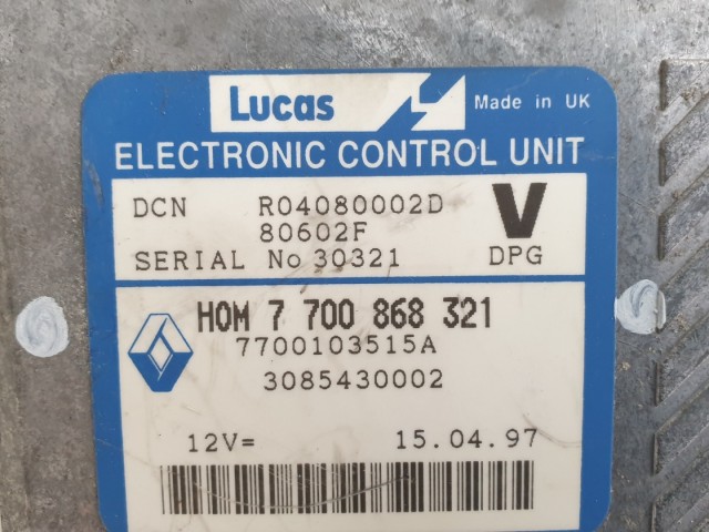 512389 Volvo S40, 1997, Motorvezérlő, 770103515A, 7700868321, Lucas. 