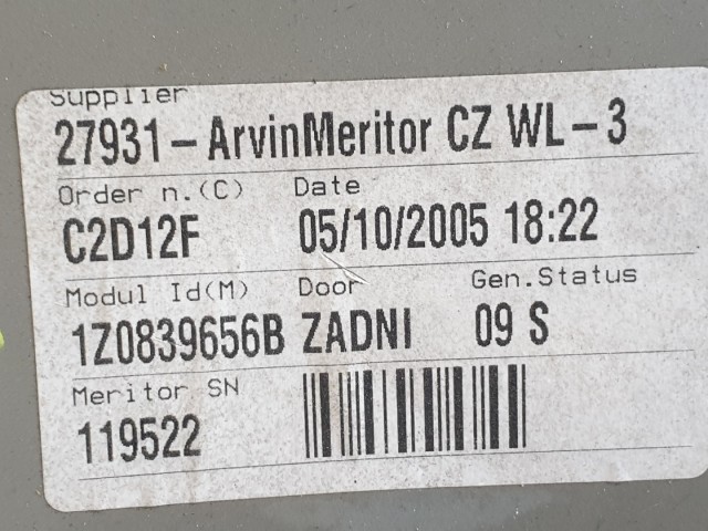 511006 Skoda Octavia 2, Kombi, Jobb Hátsó Ablakemelő Szerkezet, Elektromos.